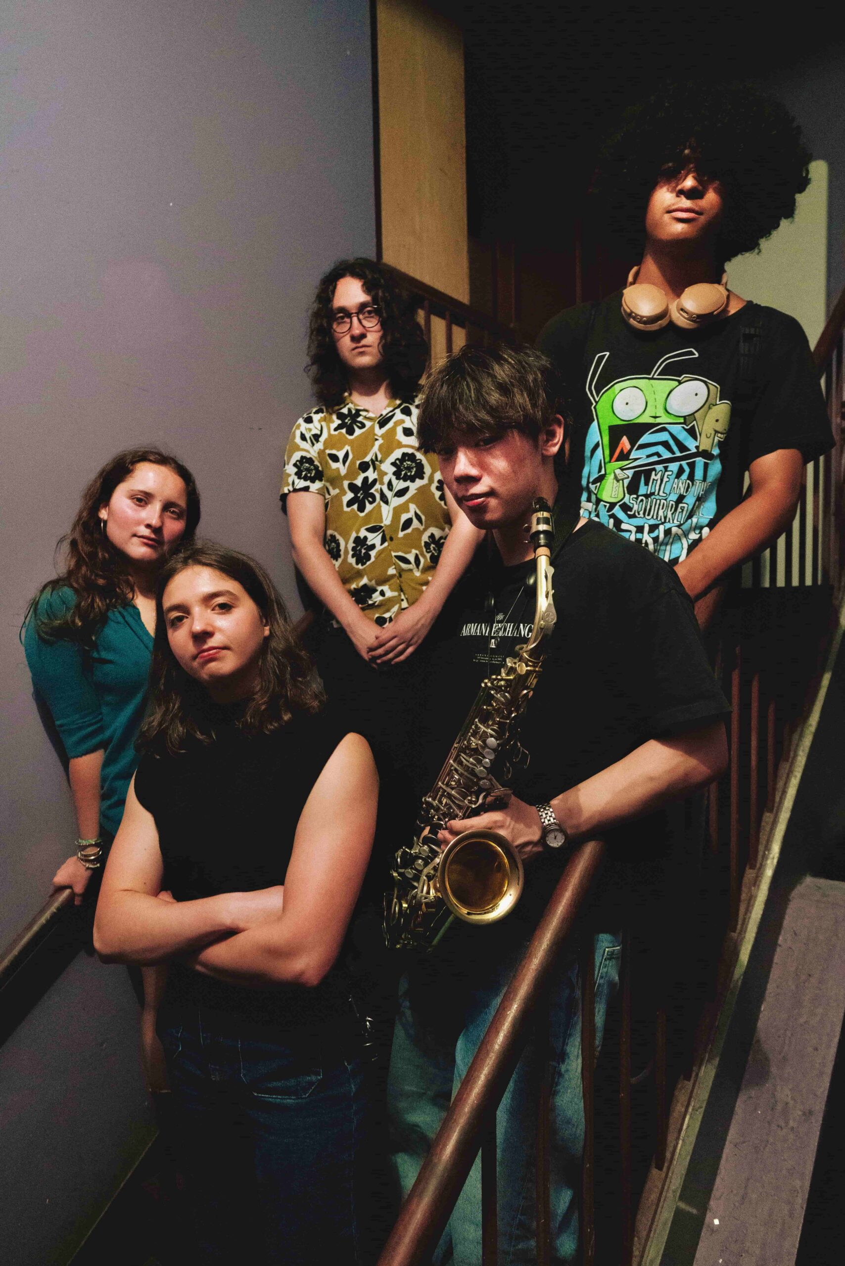 The jazz band, Lighthouse, poses for a group photo