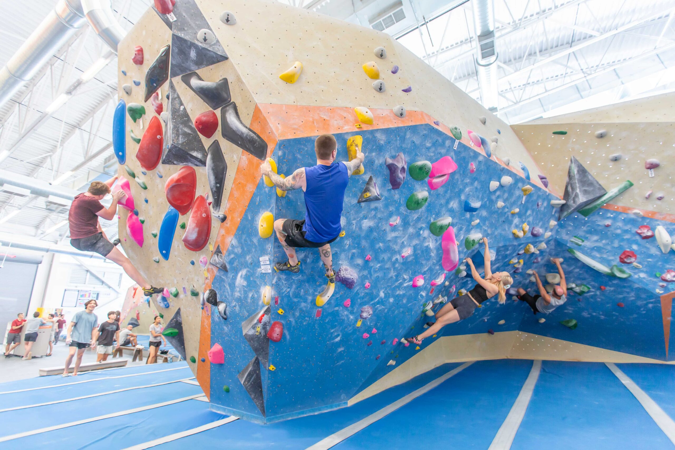 People bouldering.