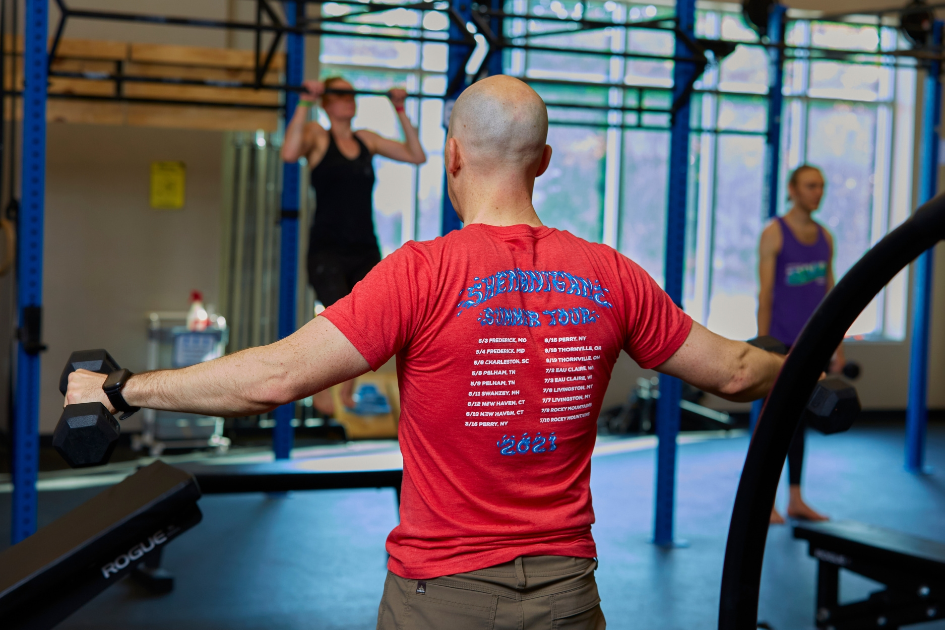 Man doing shoulder strengthening workout.
