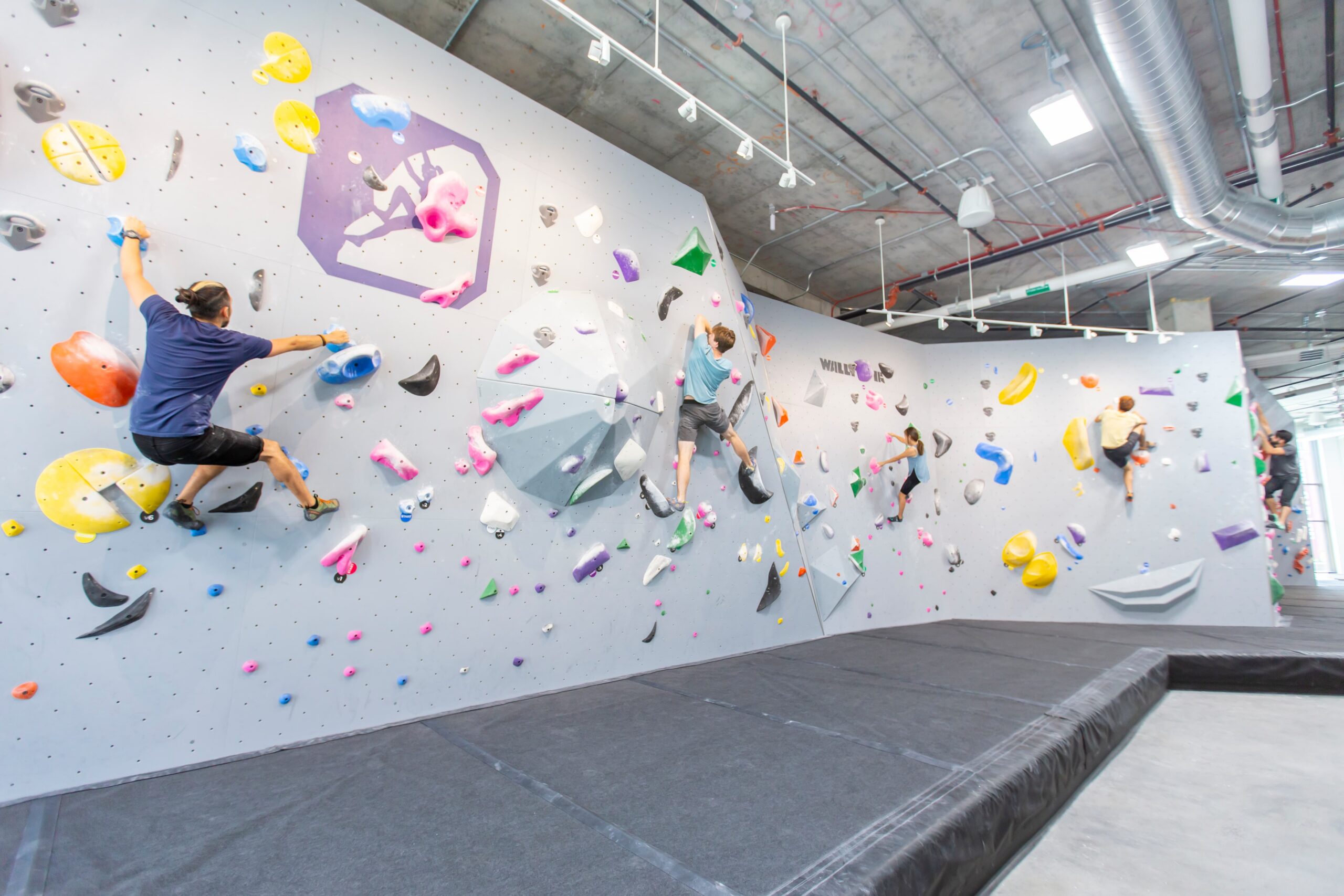 a group of people Bouldering at Central Rock Gym