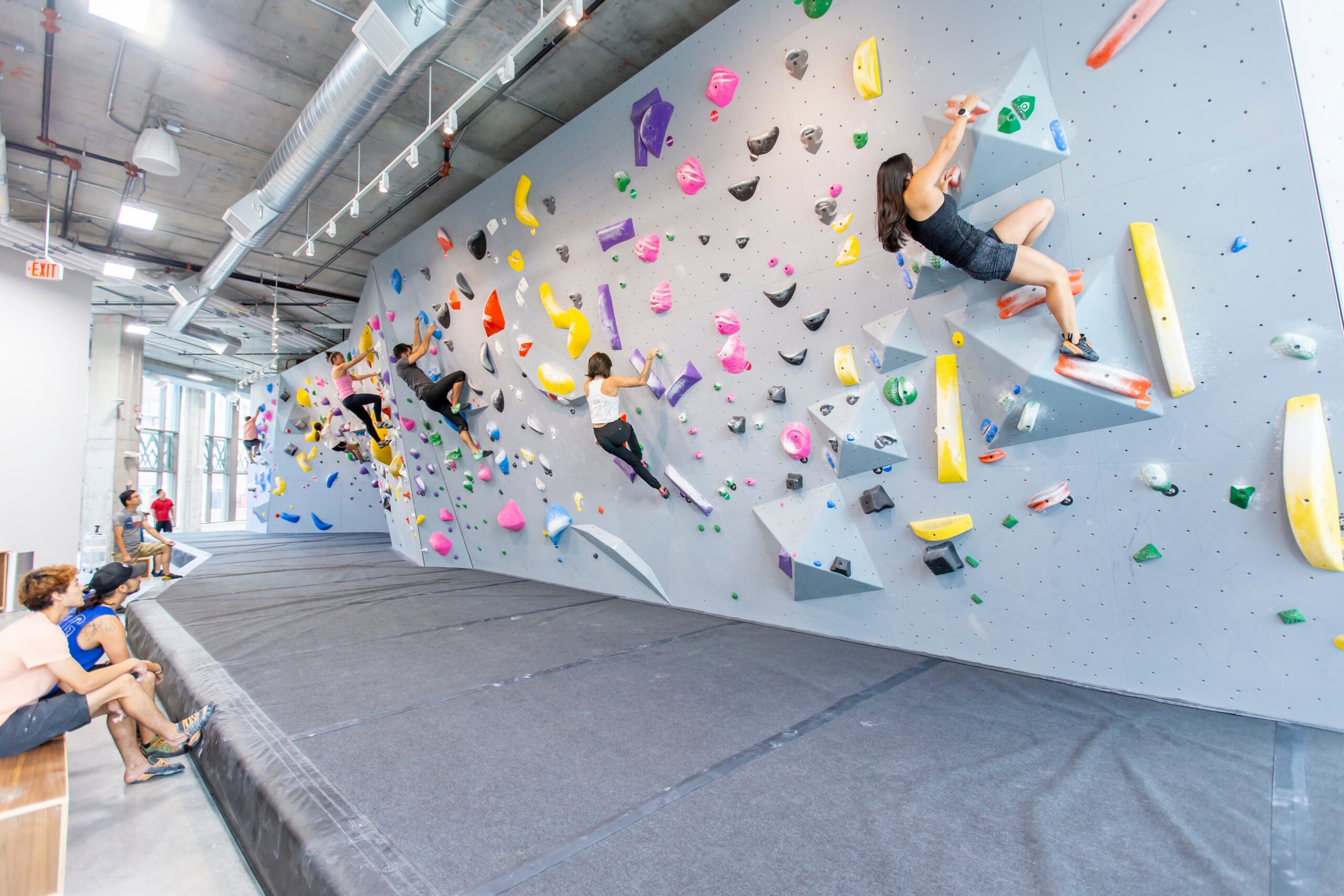 A group of people Bouldering at Central Rock Gym